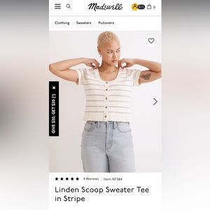 Madewell Linden Scoop sweater tee size xs